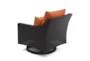 Sagrada Outdoor 5 Piece Motion Lounge Chair + Ottoman Conversation Set With Tikka Orange Cushions + Woven End Table - Detail