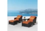 Sagrada Outdoor 5 Piece Motion Lounge Chair + Ottoman Conversation Set With Tikka Orange Cushions + Woven End Table - Room