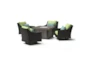 Sagrada Outdoor 5 Piece Motion Lounge Chair + Square Firepit Conversation Set With Ginkgo Green Cushions - Signature