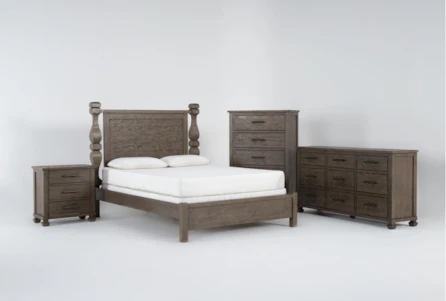 Caden King 4 Piece Bedroom Set With 9 Drawer Dresser, Chest Of Drawers + 3 Drawer Nightstand
