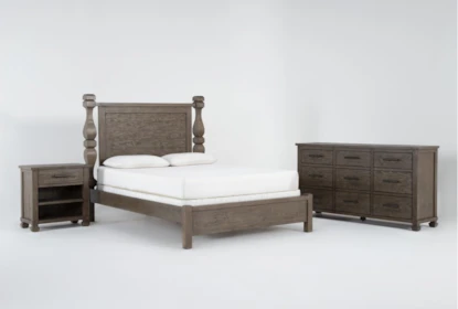 Caden Queen 3 Piece Bedroom Set With 9 Drawer Dresser + 1 Drawer Nightstand