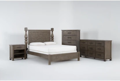 Caden Queen 4 Piece Bedroom Set With 9 Drawer Dresser, Chest Of Drawers + 1 Drawer Nightstand