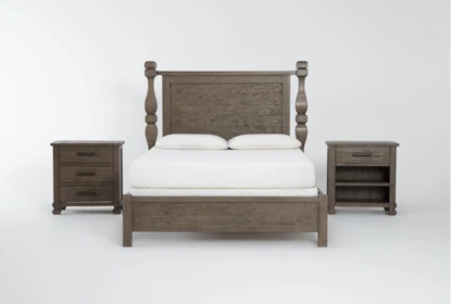 Caden California King 3 Piece Bedroom Set With 1 Drawer + 3 Drawer Nightstands