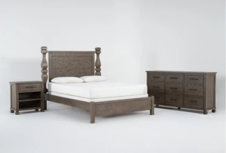 Caden King 3 Piece Bedroom Set With 9 Drawer Dresser + 1 Drawer Nightstand