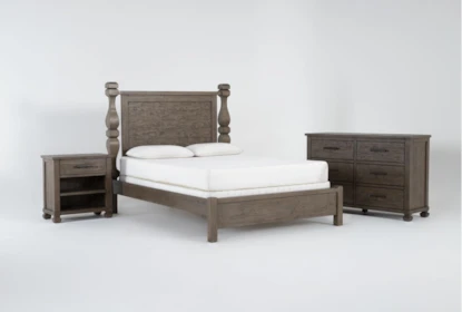 Caden Queen 3 Piece Bedroom Set With 6 Drawer Dresser + 1 Drawer Nightstand