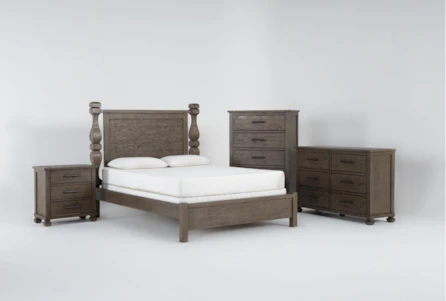 Caden Queen 4 Piece Bedroom Set With 6 Drawer Dresser, Chest Of Drawers + 3 Drawer Nightstand