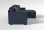Alder Foam II Blue Chenille Modular Reversible Chaise Sleeper - Side
