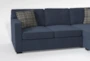Alder Foam II Blue Chenille Modular Reversible Sofa Chaise W/Storage Ottoman - Detail