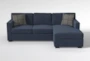 Alder Foam II Blue Chenille Modular Reversible Sofa Chaise W/Storage Ottoman - Signature