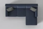 Alder Foam II Blue Chenille Modular Reversible Sofa Chaise W/Storage Ottoman - Top
