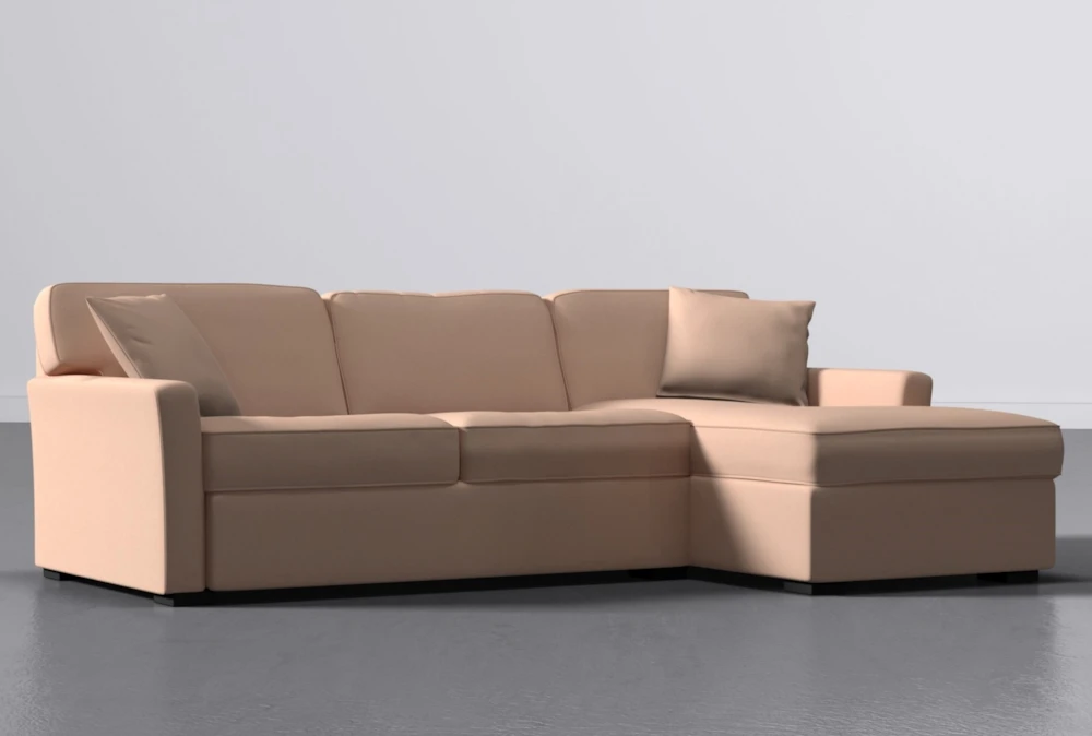 Aspen Blush Foam Modular Reversible Sofa Chaise W/Storage Ottoman