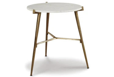Elma White/Gold Finish Accent Table