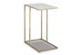 25" Lanport White + Gold C-Table With Marble Top - Signature