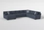 Santo Foam  181" 4 Piece Blue Sectional With Left Arm Facing Oversized Chaise - Side
