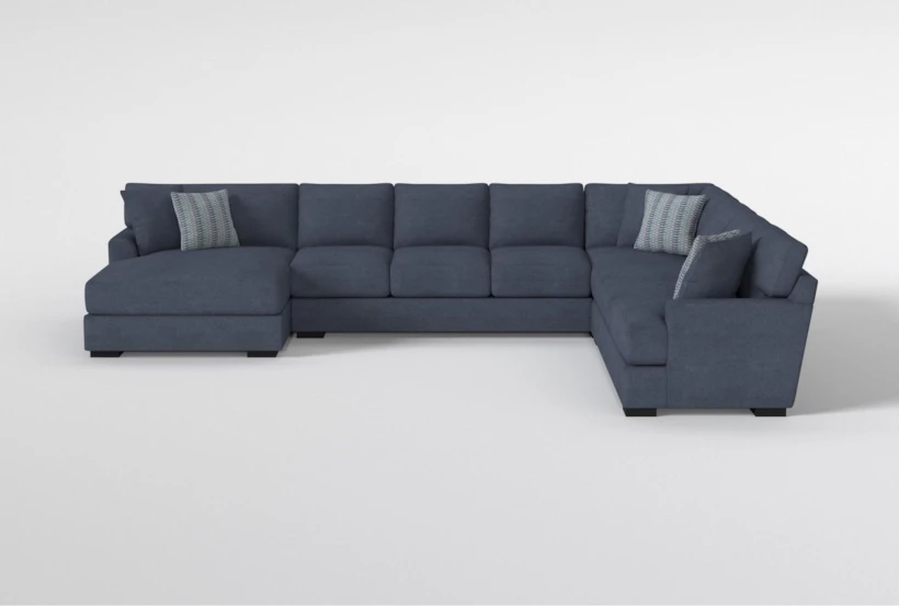 Santo Foam  181" 4 Piece Blue Sectional With Left Arm Facing Oversized Chaise - 360