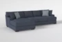 Santo Foam  146" 2 Piece Blue Sectional With Left Arm Facing Oversized Chaise - Side