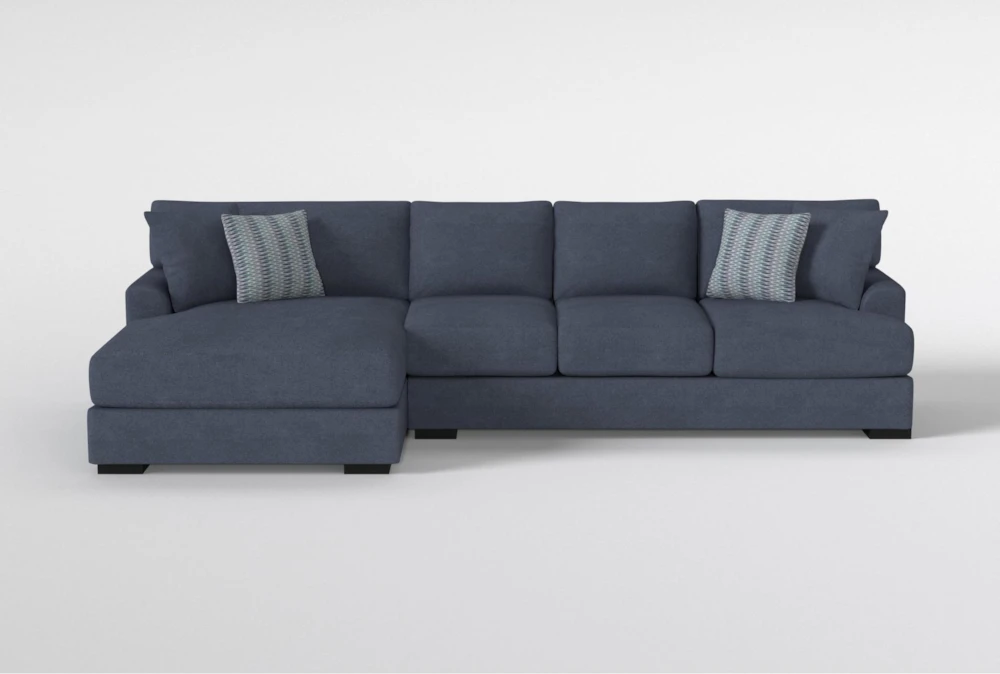 Santo Foam  146" 2 Piece Blue Sectional With Left Arm Facing Oversized Chaise