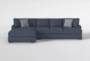 Santo Foam  146" 2 Piece Blue Sectional With Left Arm Facing Oversized Chaise - Signature