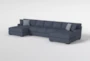 Santo Foam  190" 3 Piece Blue Sectional With Double Oversized Chaise - Side
