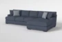 Santo Foam  146" 2 Piece Blue Sectional With Right Arm Facing Oversized Chaise - Side