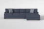 Santo Foam  146" 2 Piece Blue Sectional With Right Arm Facing Oversized Chaise - Signature