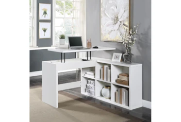 Kelsi White Adjustable Standing L-Shaped Desk