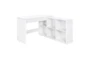 Kelsi White Lift-Top Adjustable Standing L-Shaped Desk With 8 Shelves - Signature