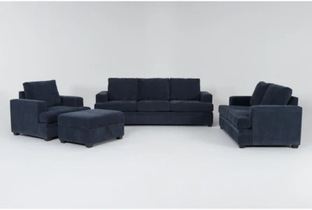 Bonaterra Midnight 4 Piece Sofa, Loveseat, Chair & Storage Ottoman Set