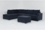 Bonaterra Midnight Blue 127" 2 Piece L-Shaped Sectional with Right Arm Facing Queen Memory Foam Sleeper Sofa,Left Arm Facing Corner Chaise & Storage Ottoman - Signature