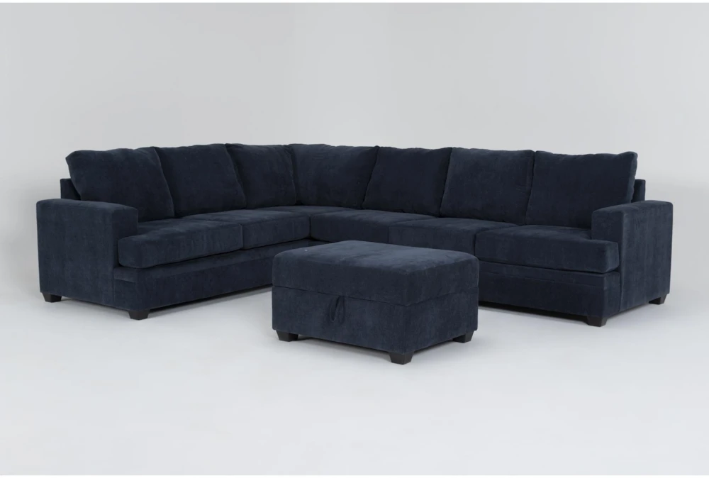 Bonaterra Midnight 127" 2 Piece Sectional with Right Arm Facing Queen Sleeper Sofa & Storage Ottoman