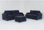 Bonaterra Midnight 3 Piece Queen Sleeper Sofa, Loveseat & Storage Ottoman Set - Signature