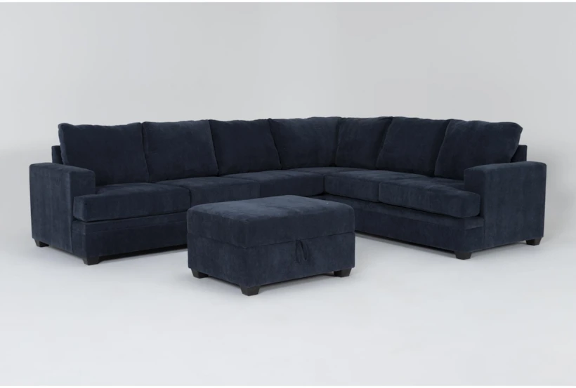 Bonaterra Midnight 127" 2 Piece Sectional with Left Arm Facing Sofa & Storage Ottoman - 360