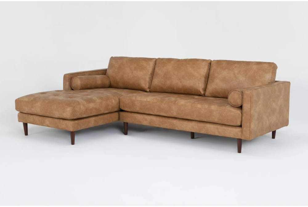 Lukas Caramel Faux Leather 2 Piece Sectional with Left Arm Facing Chaise