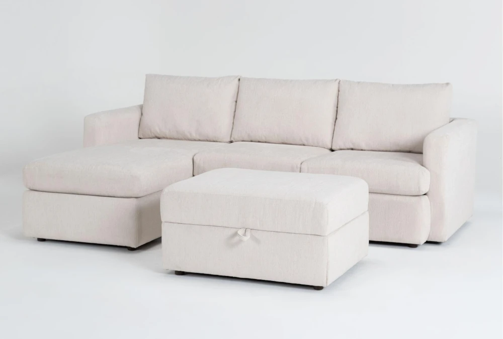 Basil Porcelain 93" 2 Piece Sectional with Left Arm Facing Chaise & Ottoman
