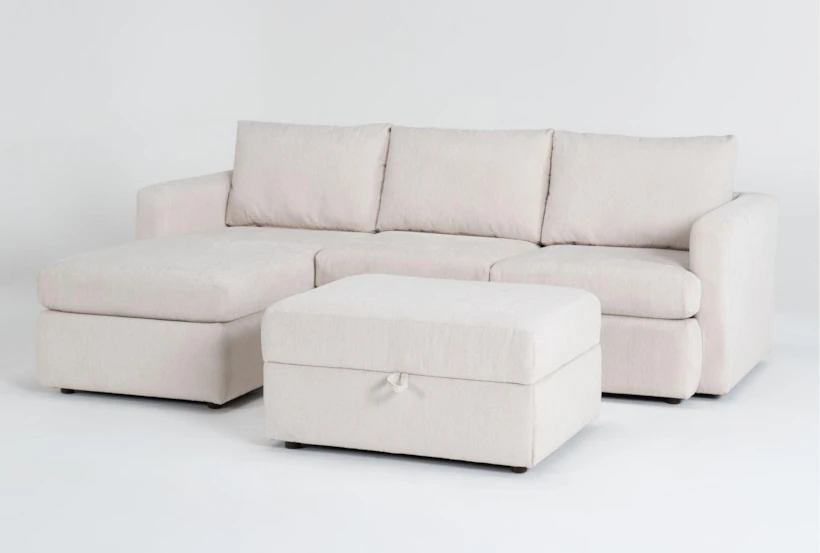 Basil Porcelain 93" 2 Piece Sectional with Left Arm Facing Chaise & Ottoman - 360