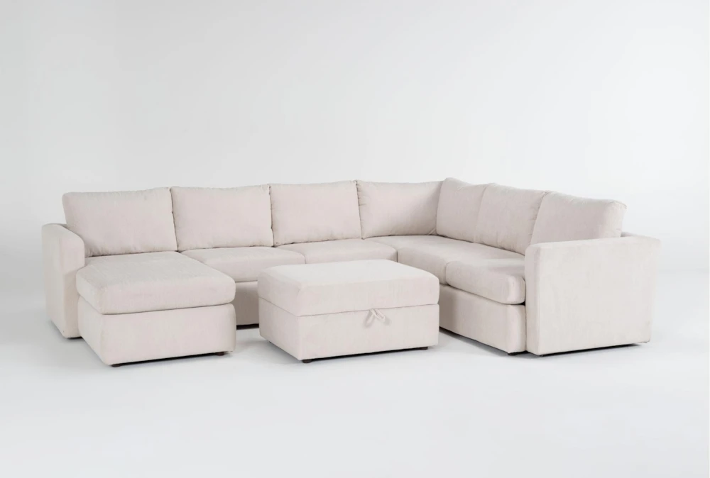 Basil Porcelain 125" Piece Sectional with Left Arm Facing Chaise & Ottoman