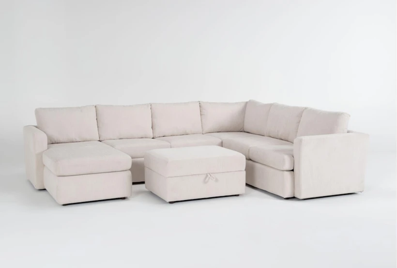 Basil Porcelain 125" Piece Sectional with Left Arm Facing Chaise & Ottoman - 360
