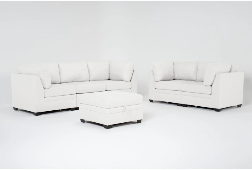 Solimar Sand 6 Piece Modular Sofa, Loveseat & Storage Ottoman - 360