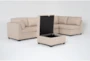 Solimar Flax 6 Piece Modular Sectional with 2 Corners, 3 Armless Chairs & Storage Ottoman - Side