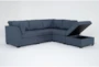 Solimar Denim 5 Piece Modular Sectional with 2 Corners, 2 Armless Chairs & Storage Ottoman - Detail