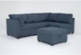 Solimar Denim 5 Piece Modular Sectional with 2 Corners, 2 Armless Chairs & Storage Ottoman - Side