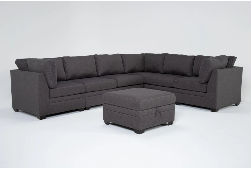 Solimar Graphite 7 Piece Modular Sectional with 3 Corners, 3 Armless Chairs & Ot