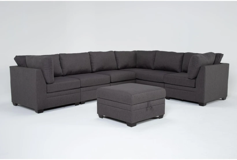 Solimar Graphite 7 Piece Modular Sectional with 3 Corners, 3 Armless Chairs & Ot - 360