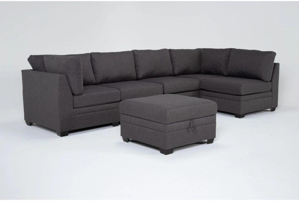 Solimar Graphite 6 Piece Modular Sectional with 2 Corners, 3 Armless Chairs & Ot