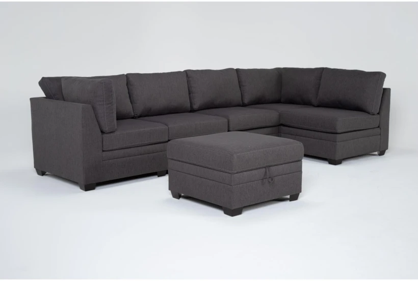 Solimar Graphite 6 Piece Modular Sectional with 2 Corners, 3 Armless Chairs & Ot - 360