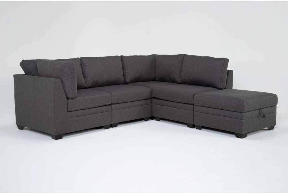 Solimar Graphite 5 Piece Modular Sectional with 2 Corners, 2 Armless Chairs & Ot