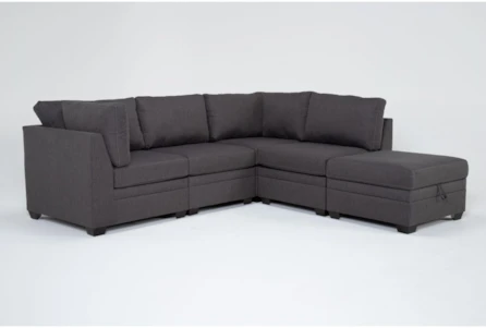 Solimar Graphite 5 Piece Modular Sectional with 2 Corners, 2 Armless Chairs & Ot - Main