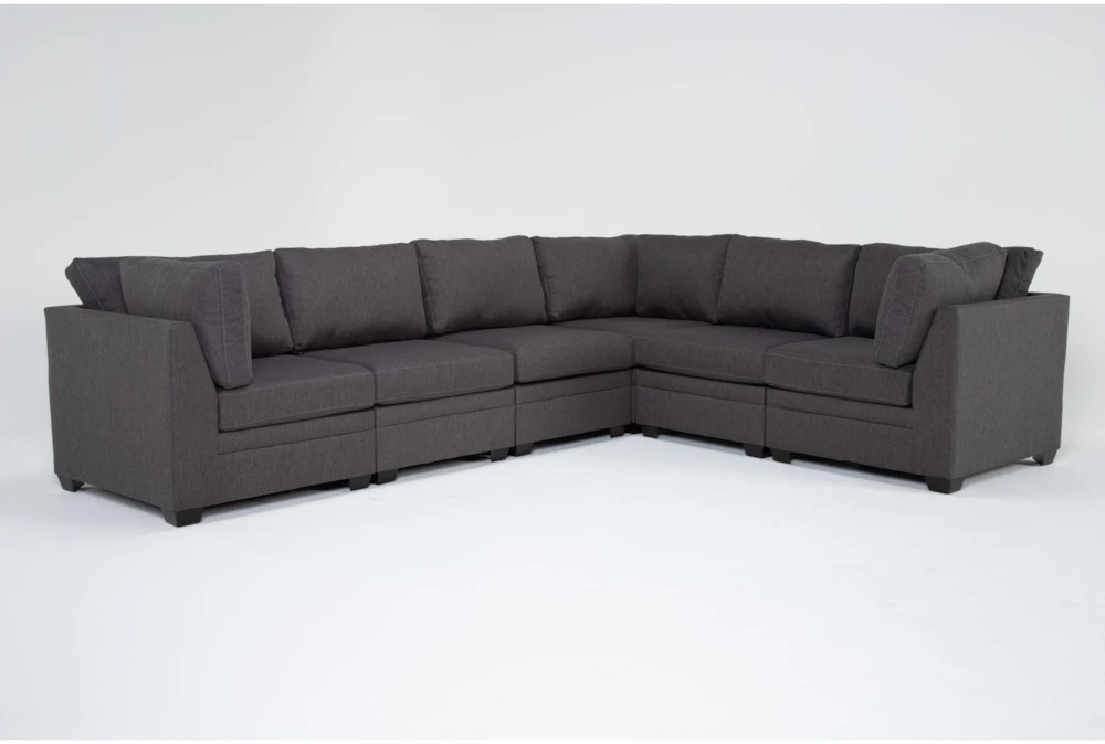 Solimar Graphite 6 Piece Modular Sectional with 3 Corners & 3 Armless Chairs