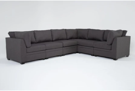 Solimar Graphite 6 Piece Modular Sectional with 3 Corners & 3 Armless Chairs - Main
