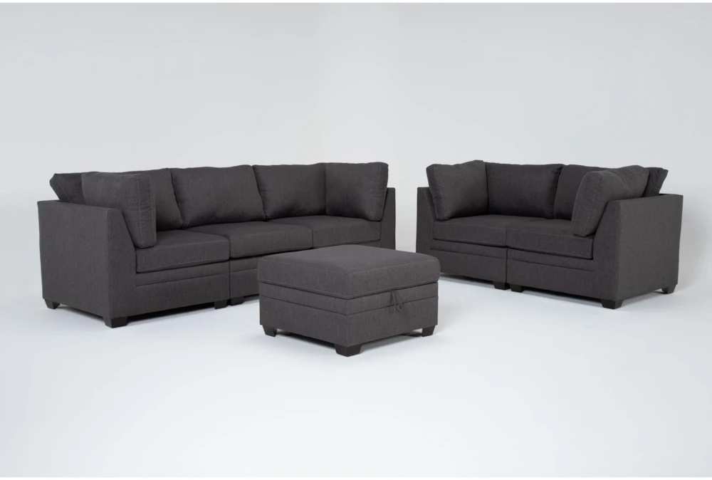 Solimar Graphite 6 Piece Modular Sofa, Loveseat & Storage Ottoman